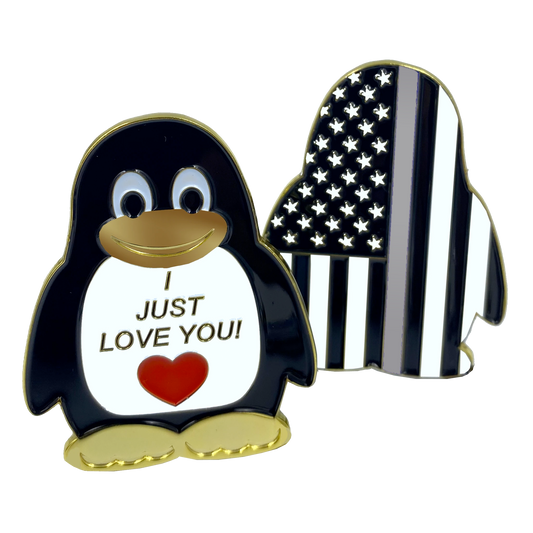 CL15-09 Penguin "I Just Love You" Corrections Thin Gray Line challenge coin CO Correctional Officer