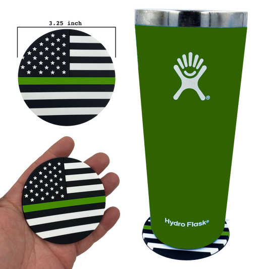 DL4-02 Thin Green Line Police American Flag Silicone Coaster for drinks Border patrol Marines Army CBP