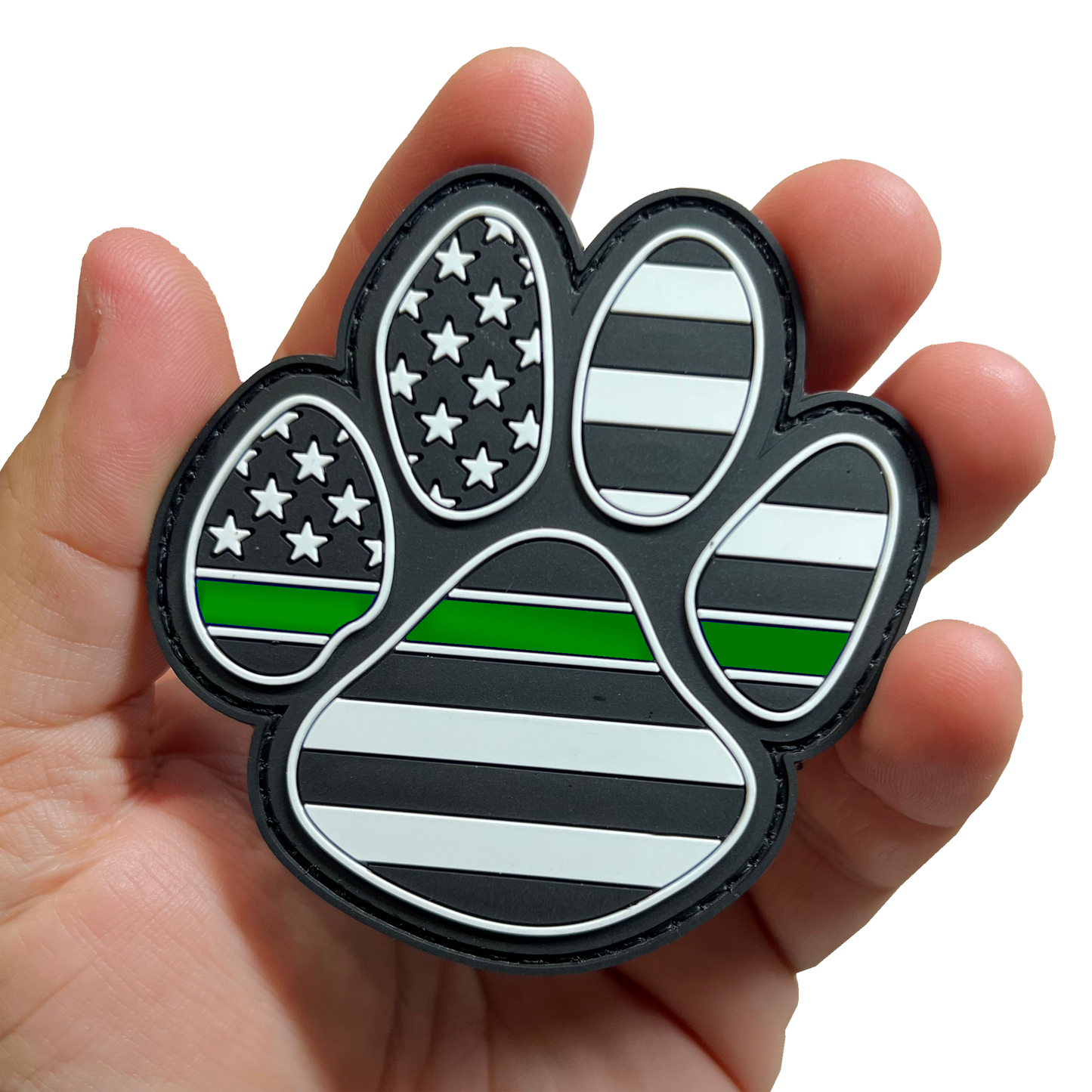 EE-020 Border Patrol Thin Green Line K9 Canine Rubber Silicone Morale Patch large 3 inch with hook and loop Military