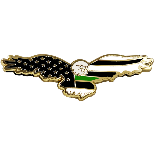 PBX-006-C Bald Eagle Thin Green Line Border Patrol Army American Flag Cloisonné pin with dual pin posts Veteran