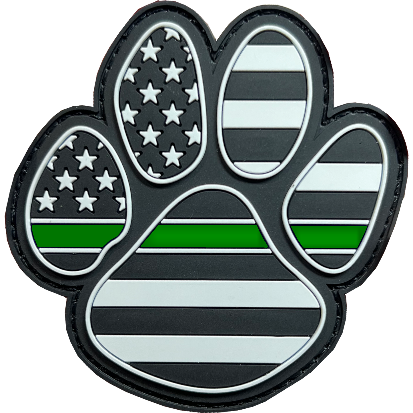 EE-020 Border Patrol Thin Green Line K9 Canine Rubber Silicone Morale Patch large 3 inch with hook and loop Military