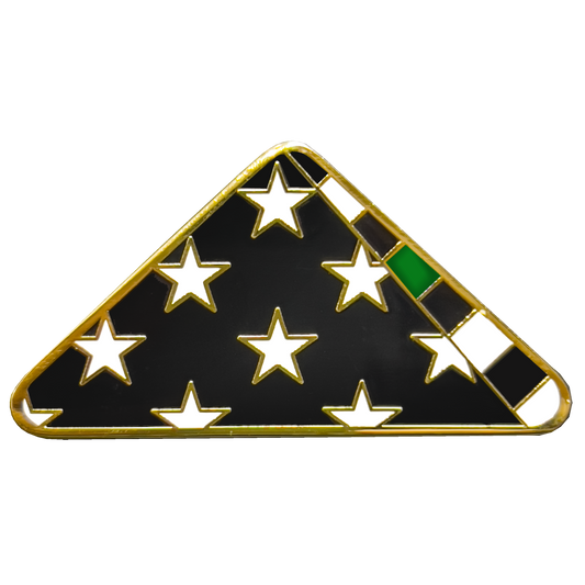 PBX-004-F Thin Green Line Police Honor Guard Folded US Flag Pin CBP Border Patrol Army Marines Military Veteran