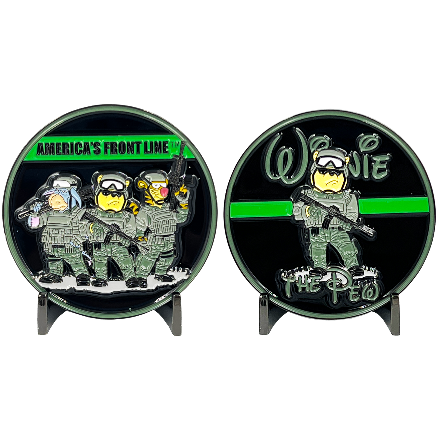 EL13-018 Thin Green Line Operator Bortac SRT SWAT Border Patrol Military Deputy Sheriff Challenge Coin