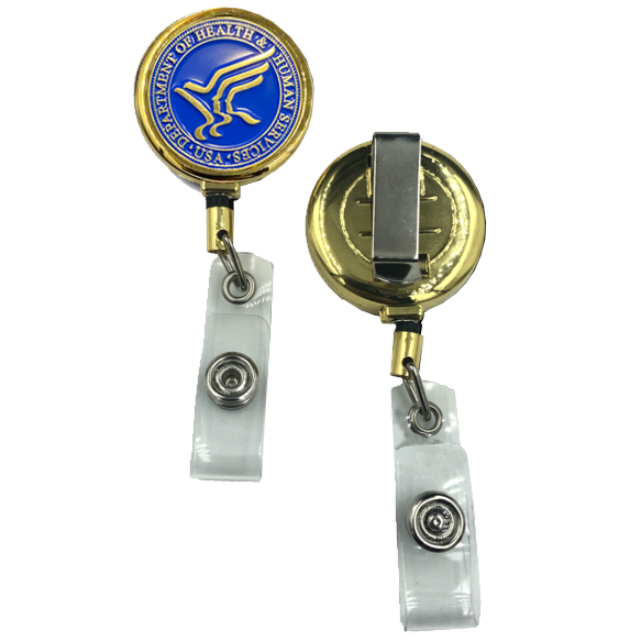 US Navy Military Retractable Security ID Holder Badge Reel (Silver)