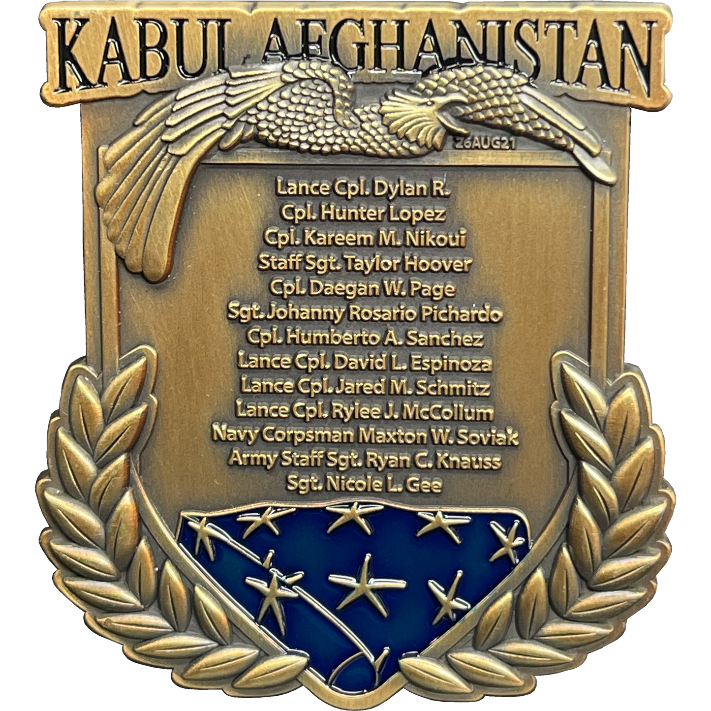 BL17-012 Kabul Afghanistan Final Inspection Memorial Challenge Coin Marines Navy August 26 2021 13 Soldiers