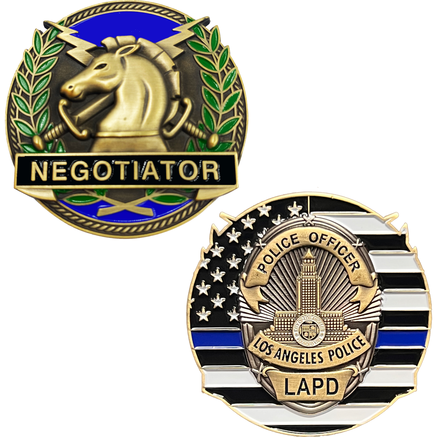 GL13-002 Los Angeles Police Department LAPD Thin Blue Line Negotiator  Challenge Coin