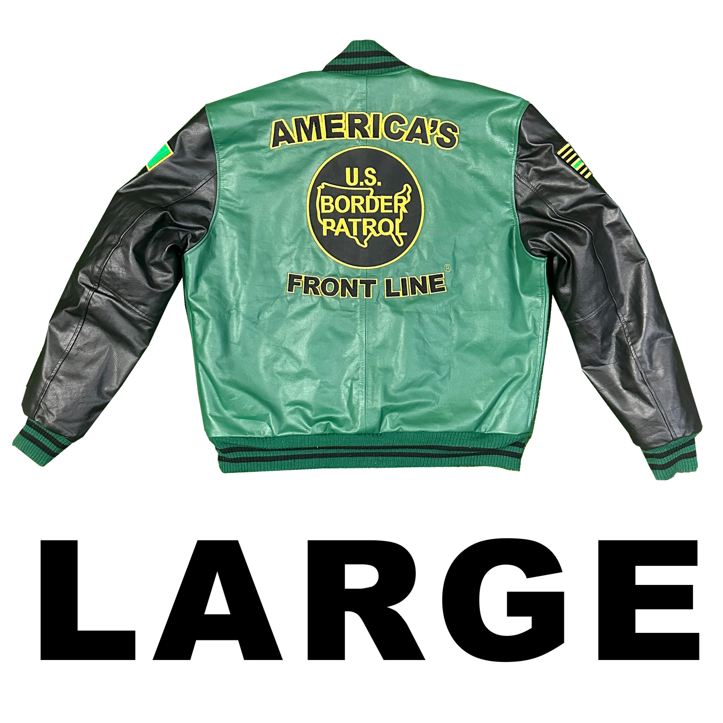 Pro CBP Border Patrol Custom Leather Bomber Varsity Jacket BPA Honor First Coat Thin Green Line