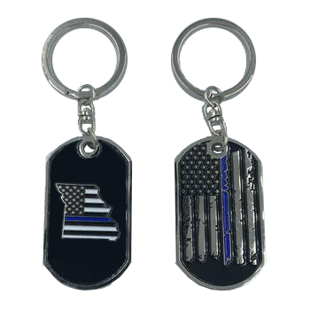 II-008 Missouri Thin Blue Line Challenge Coin Dog Tag Keychain Police Law Enforcement