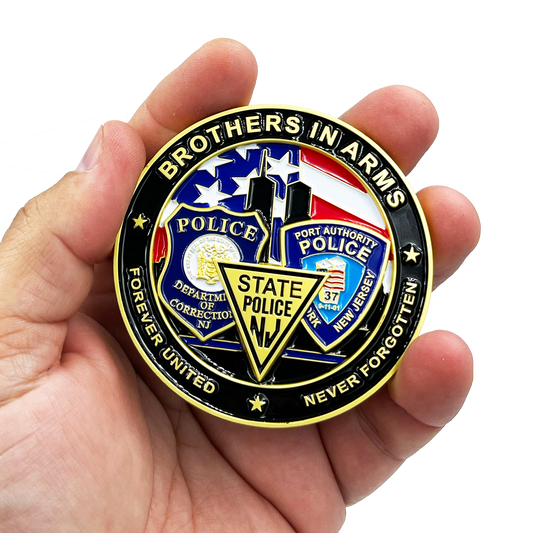 BL9-011 NY NJ Police State Trooper Corrections 9/11 20th Anniversary Commemorative New Jersey Rose Challenge Coin