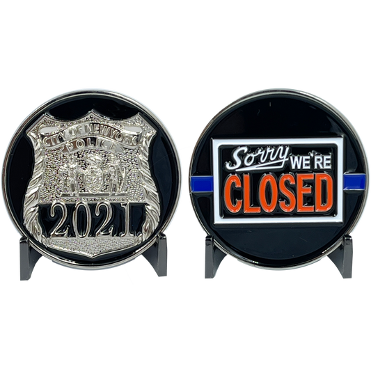 discontinued BL12-004 NYPD Officer New York City Police Department NYC Sorry We're Closed Challenge Coin