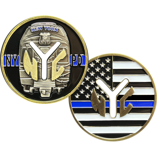 GL1-001 New York City Transit Police Department Thin Blue Line Challenge Coin