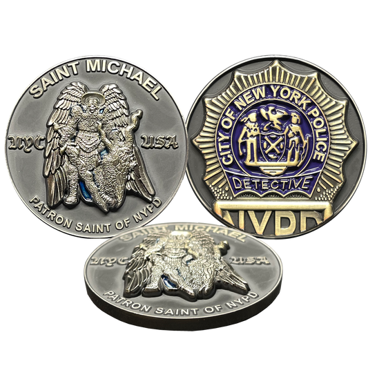 BL13-013 New York City Police Department Detective Saint Michael Patron Saint Challenge Coin ST. MICHAEL