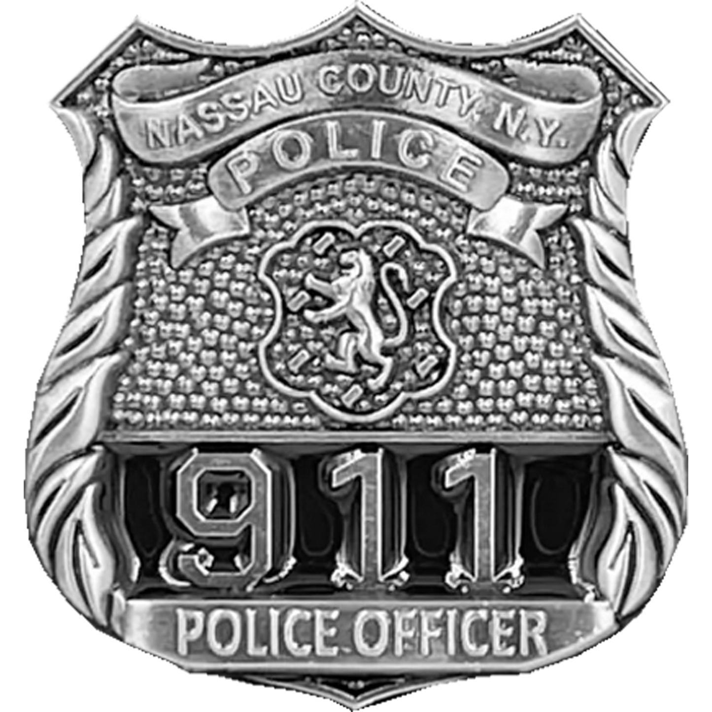 PBX-003-D Nassau County NY Police Department NCPD Police Officer Long Island LINY nickel plated metal lapel pin