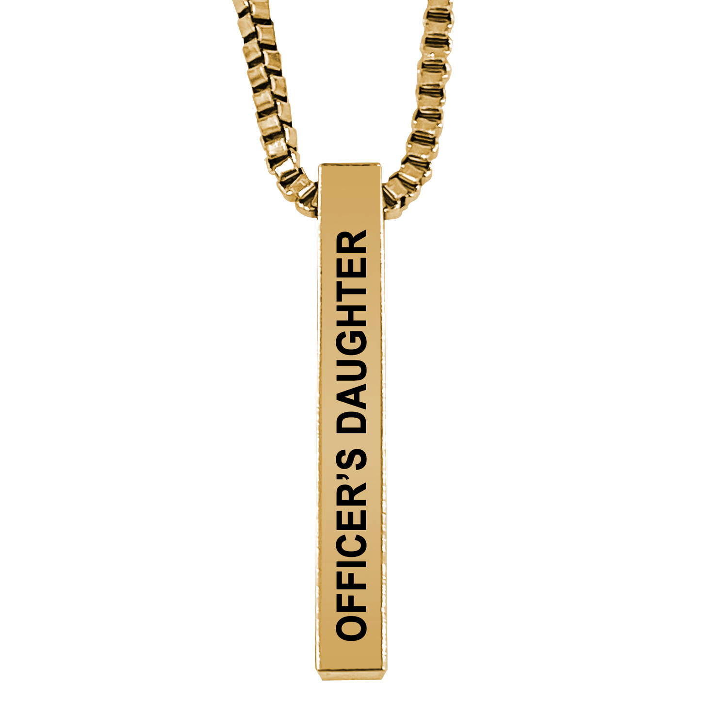 Officer's Daughter Gold Plated Pillar Bar Pendant Necklace Gift Mother's Day Christmas Holiday Anniversary Police Sheriff Officer First Responder Law Enforcement