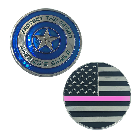 BL6-020 Thin PINK Captain America Shield Police BREAST CANCER AWARENESS CBP NYPD ATF LAPD Federal Agent