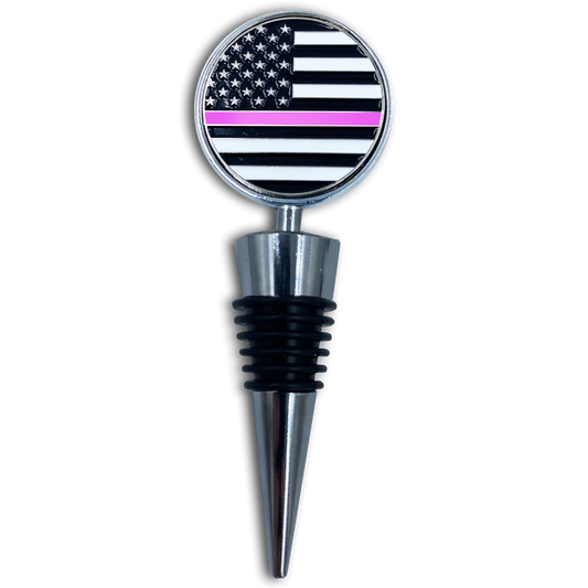 DL1-19 Thin Pink Line Breast Cancer American Flag Wine Bottle Stopper Challenge Coin Police First Responder