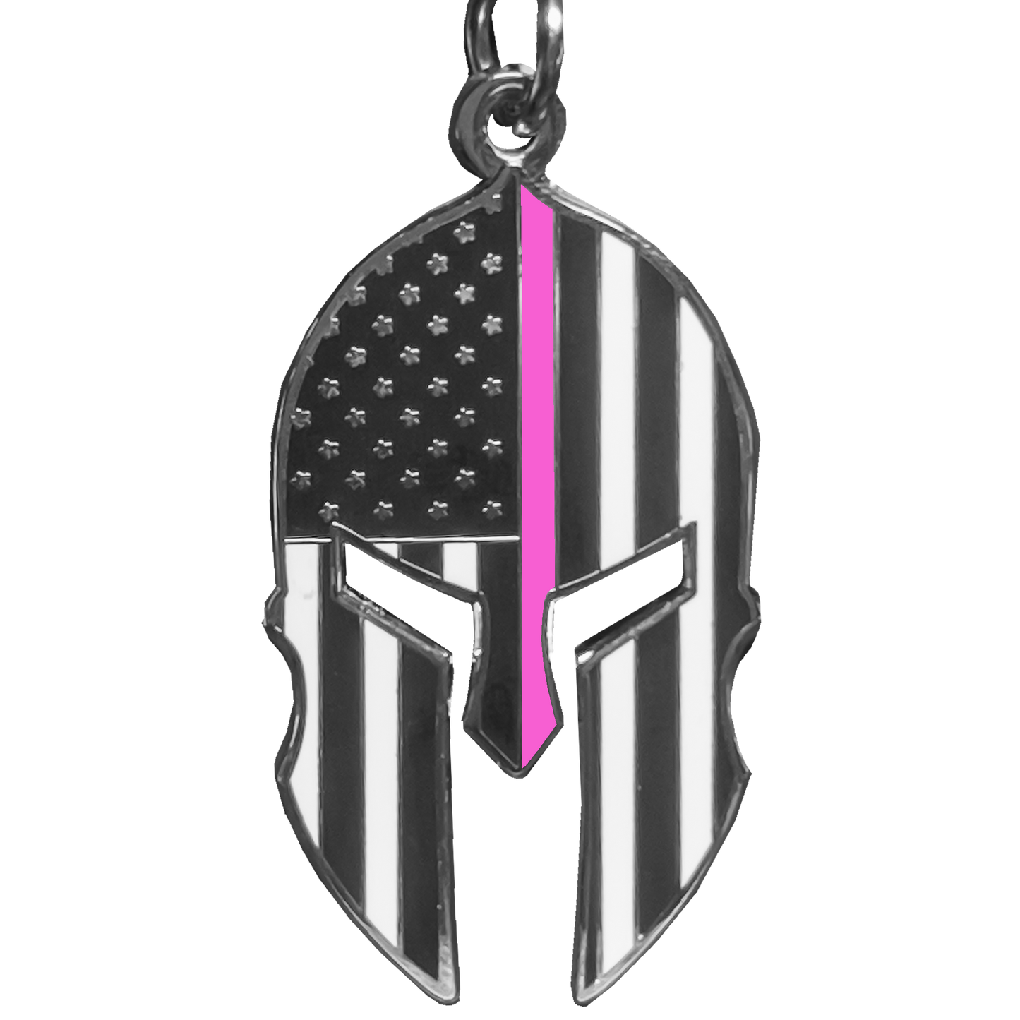 GHKB-1C Gladiator Police Thin Pink Line Flag Spartan Helmet Keychain Breast Cancer Awareness Survivor