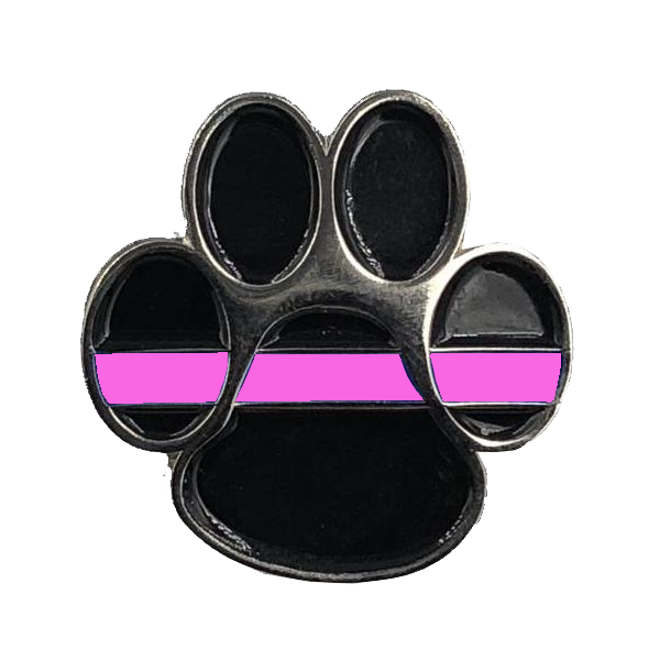 CL6-010 K9 Paw Thin Pink Line Canine Lapel Pin Breast Cancer Awareness