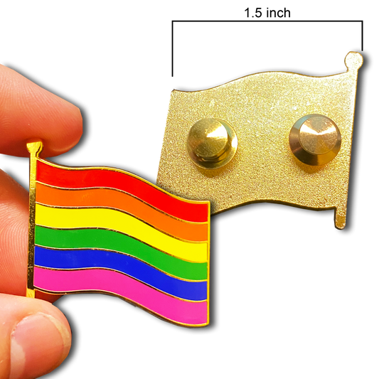 GG-002 Large LGBTQ Rainbow Pride Flag 1.5 inch cloisonné gay pins