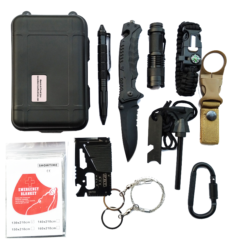 Survival Gear And Equipment 18 In 1 Emergency Survival Kit Professional  Defense Tool