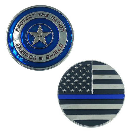 J-011 Thin Blue Captain America Shield Police CBP NYPD ATF LAPD Federal Agent