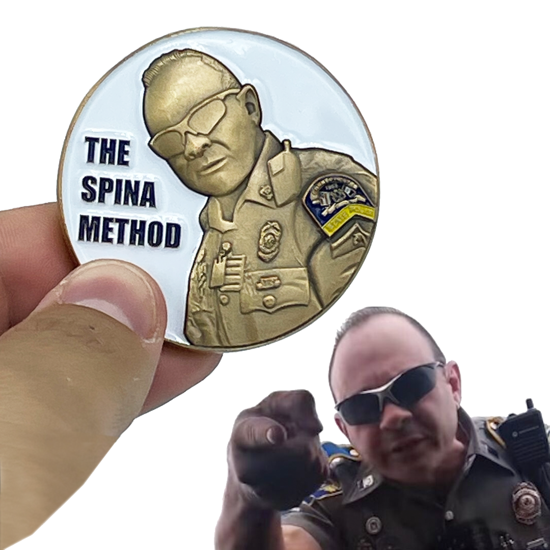 BL9-010 CSP Version 6 Spina Method Communications Challenge Coin inspired by Connecticut State Police CT Trooper Matthew Spina