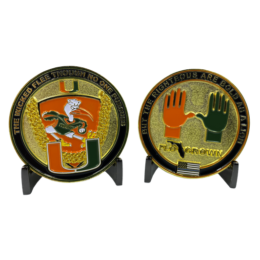 EE-018 The U challenge coin Miami Canes Turnover Chain UM