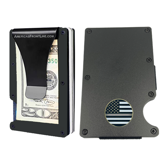 Minimalist Wallet For Men With Metal Money Clip, Slim Front Pocket