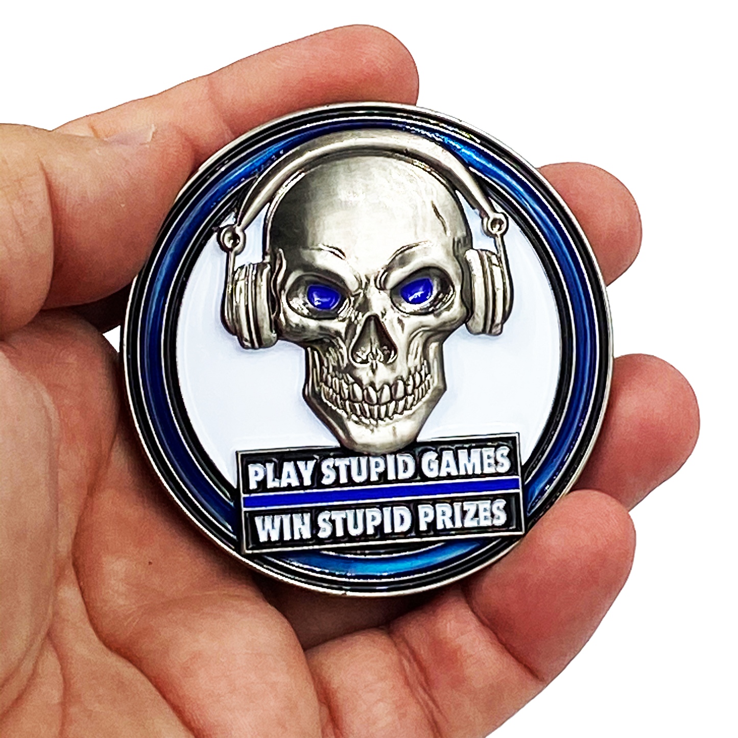 DL5-04 Just the Tip I Promise Play Stupid Games Win Stupid Prizes 2A  Firearms Instructor Police Military 2A Thin Blue Line Challenge Coin