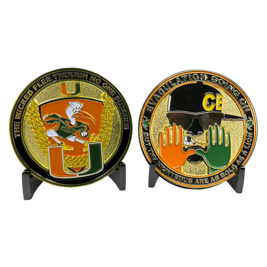 BL5-017 The U challenge coin Miami Canes Turnover Chain UM CBP CBPO CBP Officer Field Ops