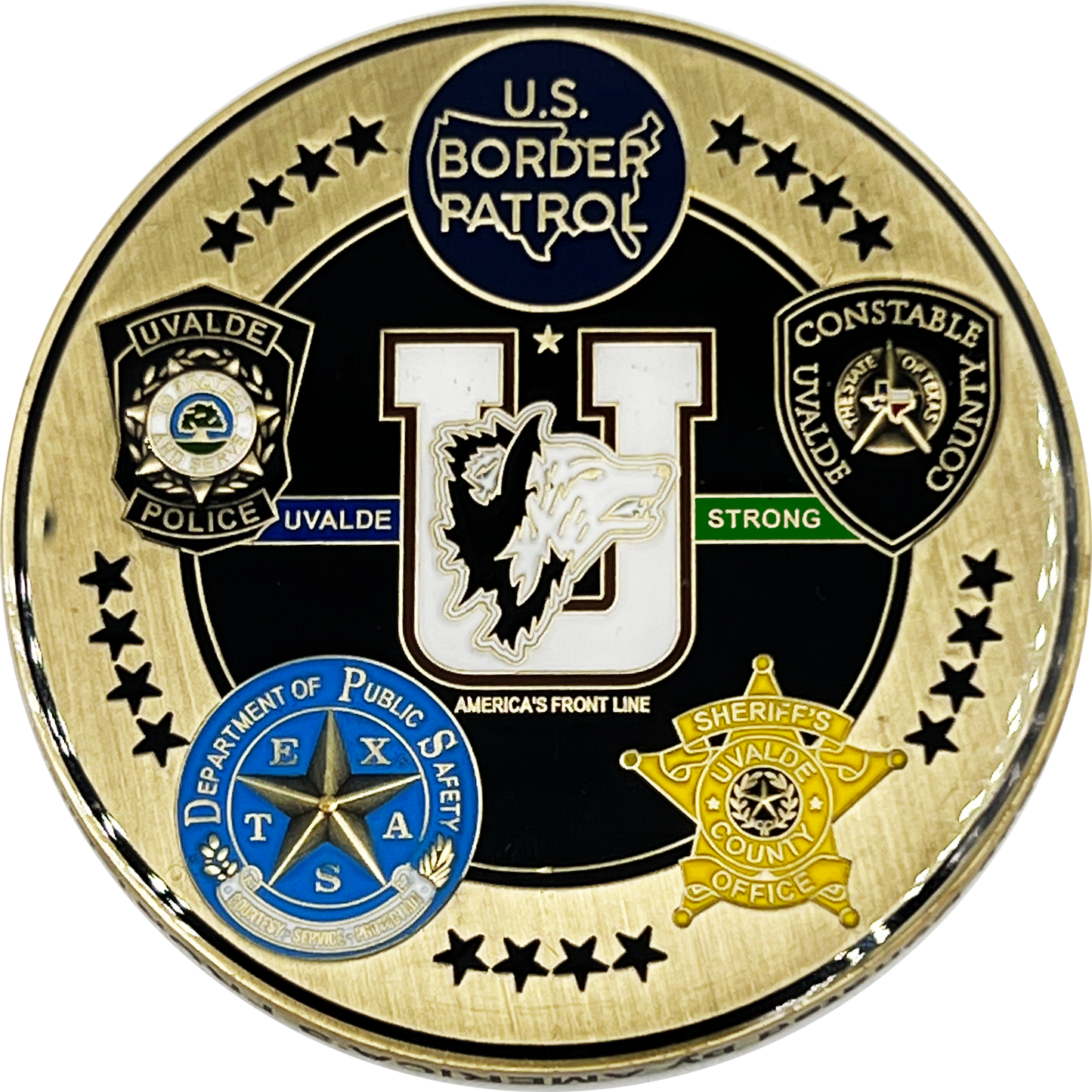BL1-06 Uvalde Texas Challenge Coin Police Constable Border Patrol Department of Public Safety Sheriff