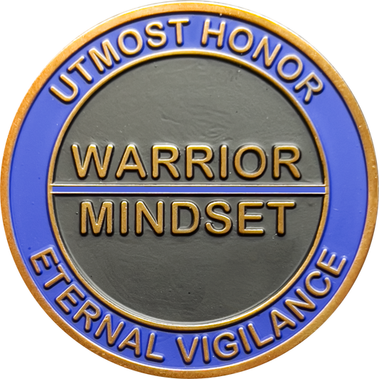 GL8-004 Warrior Mindset Challenge Coin Thin Blue Line NYPD LAPD ATF FBI CBP