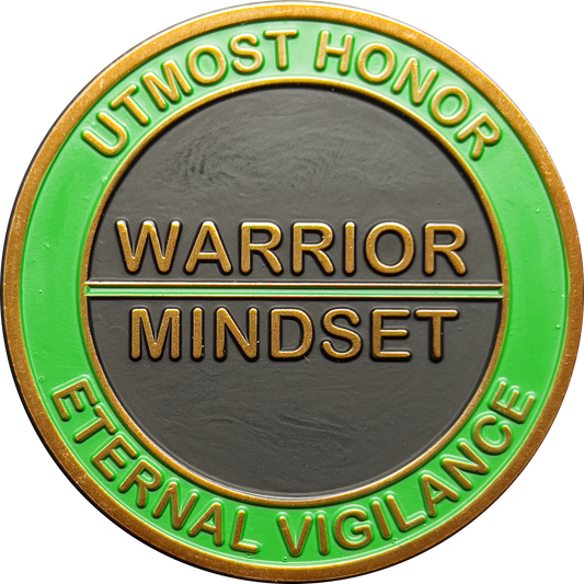 GL8-005 Warrior Mindset Challenge Coin Thin Green Line Border Patrol Agent Army Marines