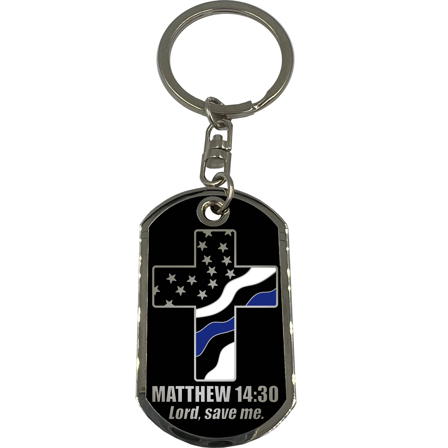 GL5-005 Police Officer Prayer Saint Michael Protect Us Matthew 14:30 Challenge Coin Dog Tag Keychain Thin Blue Line