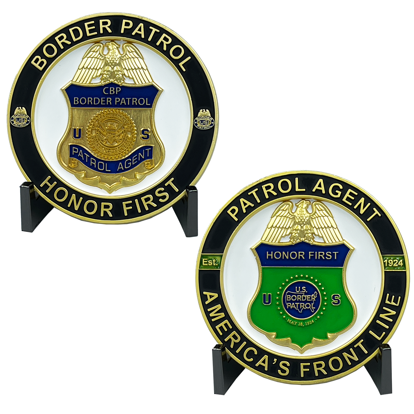 EL4-012 Border Patrol Agent Challenge Coin CBP BPA Challenge Coin Thin Green Line Honor First