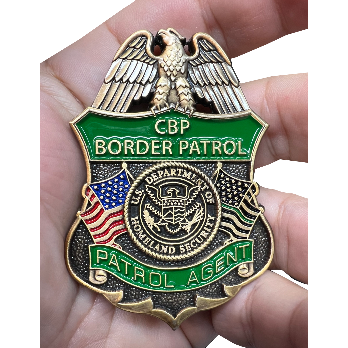 GL5-001 CBP Border Patrol Agent Thin Green Line Flag Challenge Coin BPA Proverbs 28:1 Lion