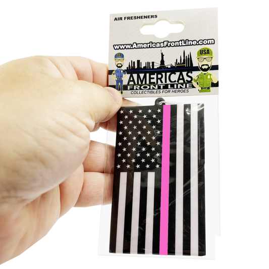 DL13-013 Thin Pink Line Police Flag Air Freshener Car Home Office Breast Cancer Awareness